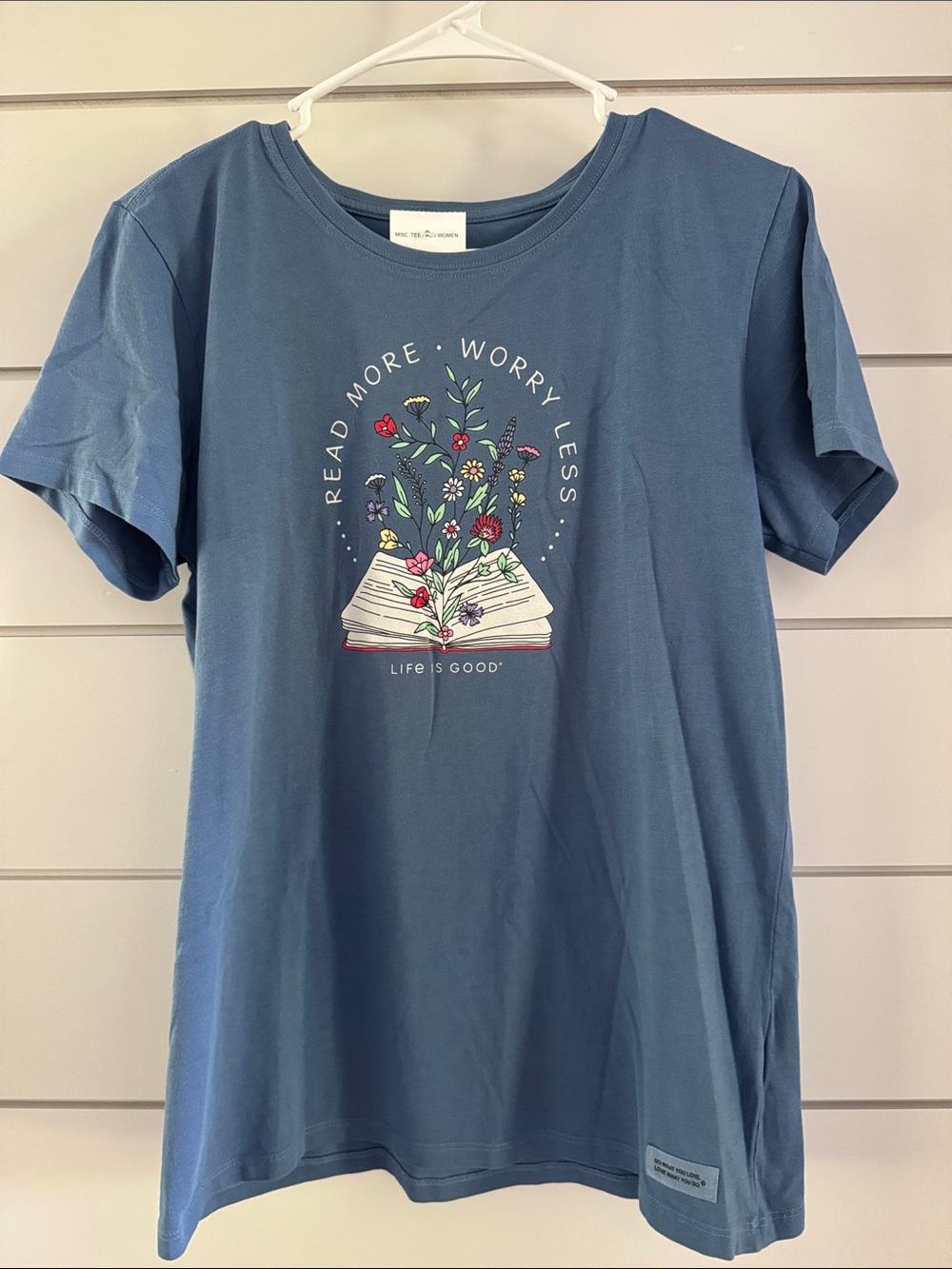 Life Is Good Blue Book & Floral Graphic Tee